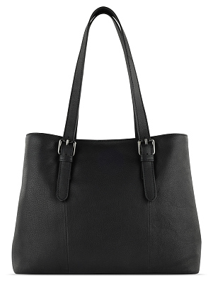 Сумка женская BUGATTI Bella, чёрная, воловья кожа/полиэстер, 33х14х25 см