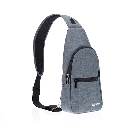 Рюкзак TORBER с одним плечевым ремнем, серый, полиэстер 300D, 33 х 17 х 6 см