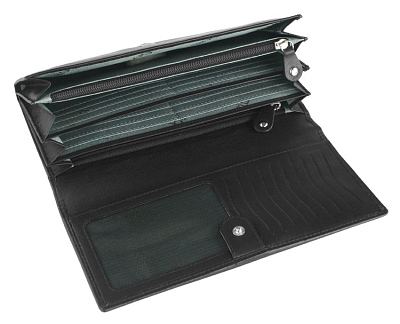 Кошелёк BUGATTI Vertice, чёрный, натуральная воловья кожа, 19,2х3х9,3 см