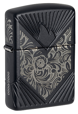 Зажигалка ZIPPO Armor® с покрытием Black Matte, латунь/сталь, чёрная, матовая, 38x13x57 мм (Черный)