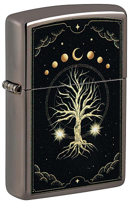 Зажигалка ZIPPO Mystic Nature Design с покрытием Black Ice®, латунь/сталь, черная, 38x13x57 мм (Черный)