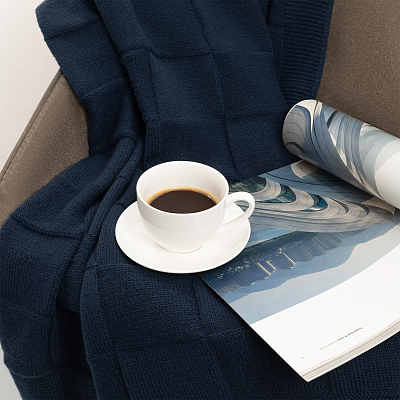 Плед Селла Софт (Cella Soft) вязаный, 160*90 см, синий