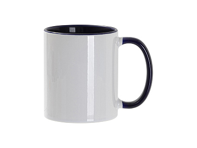 Кружка для сублимации, 330 мл, d=82 мм, стандарт А, белая, синяя внутри, синяя ручка (Белый, синий)