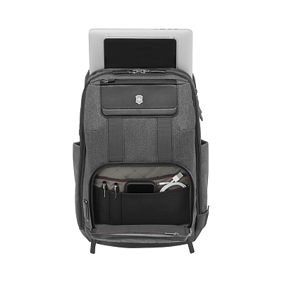 Рюкзак VICTORINOX Architecture Urban2 Deluxe Backpack 15”, серый, полиэстер/кожа, 31x23x46 см, 23 л