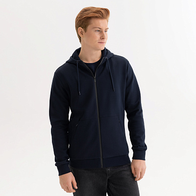 Толстовка на молнии с капюшоном Матео (Mateo) темно-синяя,  размер XL (Синий)