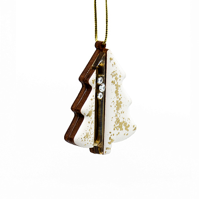 Ёлочная игрушка Ёлочка (белый с золотым )