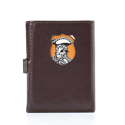 Кошелек S.Quire, натуральная кожа темно-коричневая тисненая матовая 70*93*12 мм