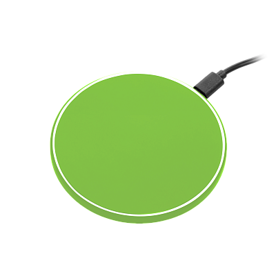 Беспроводное зарядное устройство с подсветкой 15W Аурис (Auris), салатовое (Зеленый)