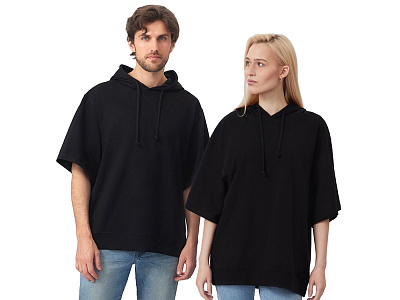 Худи оверсайз с коротким рукавом Warsaw унисекс (Чёрный)