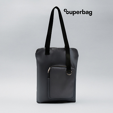 Шоппер Superbag Pocket (серый с черным) (Серый с черным)