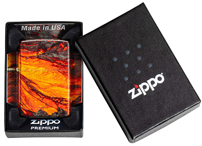 Зажигалка ZIPPO Lava Flow с покрытием 540 Tumbled Brass, латунь/сталь, оранжевая, 38x13x57 мм