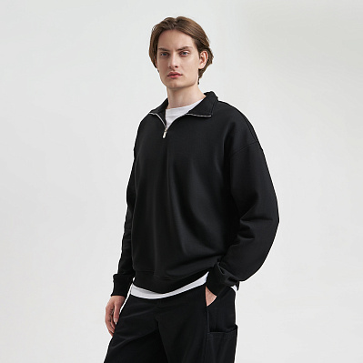Толстовка на молнии унисекс FLOW, черная, размер XL/2XL (Черный)
