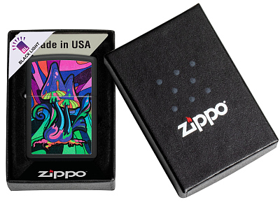 Зажигалка ZIPPO Counter Culture с покрытием Black Light, латунь/сталь, черная,матовая 38x13x57 мм