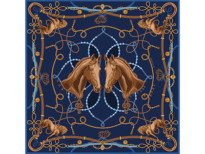 Платок Конный клуб (Синий)