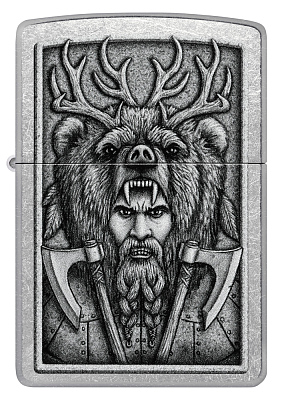 Зажигалка ZIPPO Barbarian Design с покрытием Street Chrome, латунь/сталь, серебристая, 38x13x57 мм