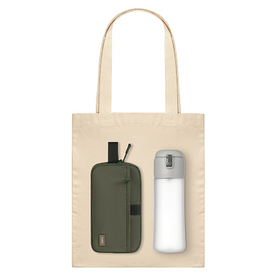 Подарочный набор Бостон (Boston), Капелла (Capella), зеленый/серый (дорожная косметичка, бутылка, шоппер) (Зеленый, серый)