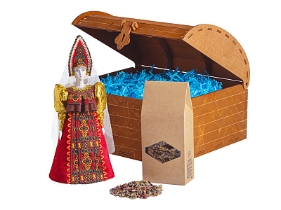 Подарочный набор: кукла фарфоровая, чай Малина с мятой