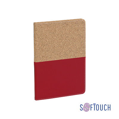 Блокнот "Фьюджи" уценка, формат А5, покрытие soft touch+пробка, красный