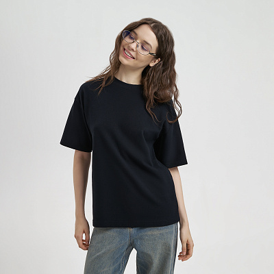 Футболка унисекс премиум AURA, 100% хлопок 200гр. черный, размер M/L (Чёрный)