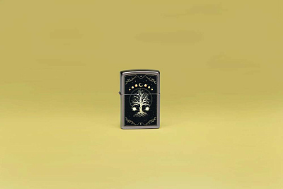 Зажигалка ZIPPO Mystic Nature Design с покрытием Black Ice®, латунь/сталь, черная, 38x13x57 мм