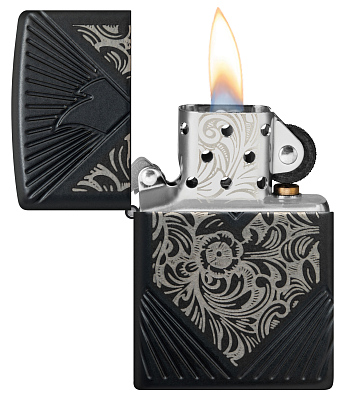 Зажигалка ZIPPO Armor® с покрытием Black Matte, латунь/сталь, чёрная, матовая, 38x13x57 мм