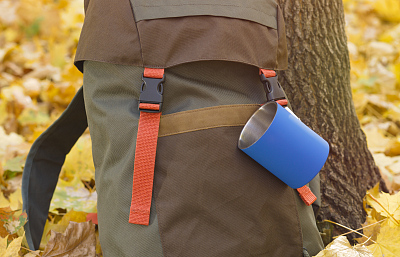 Кружка с карабином "Юта" 300 мл, покрытие soft touch, синий