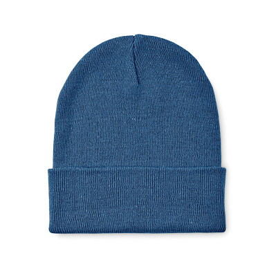 Knitted beanie with cuff (Синий)