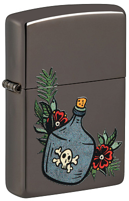 Зажигалка ZIPPO Moonshine Jug с покрытием Black Ice®, латунь/сталь, черная, 38x13x57 мм (Черный)