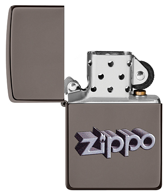Зажигалка ZIPPO Zippo Design с покрытием Black Ice®, латунь/сталь, чёрная, глянцевая, 38x13x57 мм