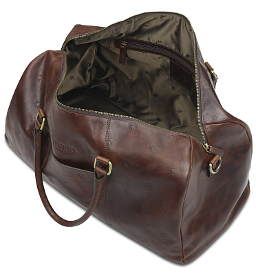 Сумка дорожная Mano "Don Leon", натуральная кожа в коричневом цвете, 50 х 27 х 24 см