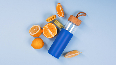 Бутылка для воды "Wellness" в силиконовом чехле, синий