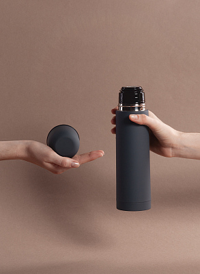 Термос "Крит" 500 мл, покрытие soft touch, серый