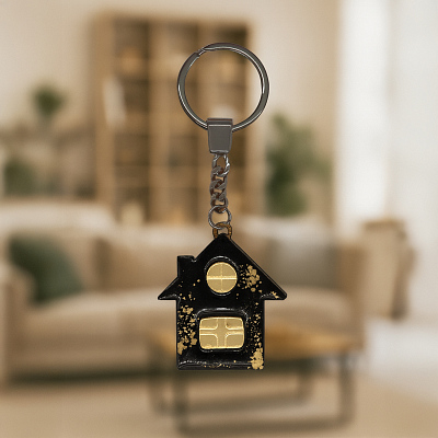 Брелок Дом (черный с золотом)