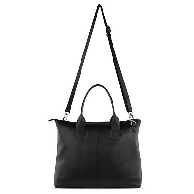 Сумка-шоппер BUGATTI Elsa, чёрная, воловья кожа/полиэстер, 46х11х31,5 см