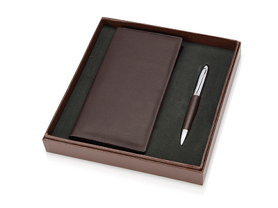 Подарочный набор Дорожный (Темно-коричневый/серебристый)