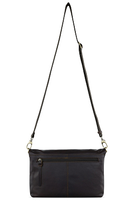 Сумка через плечо KLONDIKE RUSH «Jessica», натуральная кожа в темно-коричневом цвете 30х20/33х4,5 см