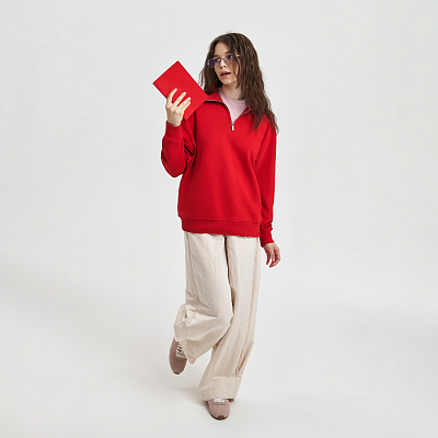 Толстовка на молнии унисекс FLOW, красная, размер XS/S