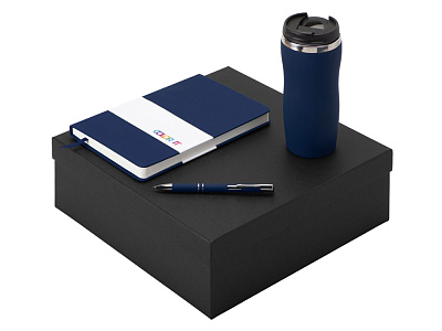 Подарочный набор Color it с блокнотом, металлической ручкой и термокружкой (Тёмно-синий)