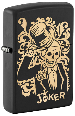 Зажигалка ZIPPO Skull Design с покрытием Black Matte, латунь/сталь, черная, 38x13x57 мм (Черный)