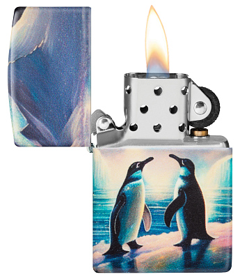 Зажигалка ZIPPO Penguin с покрытием Glow In The Dark Green, латунь/сталь, разноцветная, 38x13x57 мм
