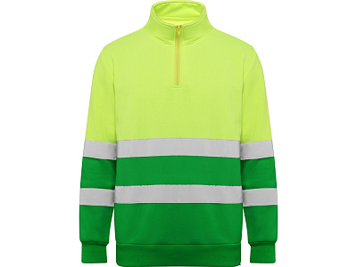 Свитшот ворот на молнии Spica, мужской (Садовый зеленый/неоновый желтый)