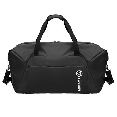 Сумка дорожная TORBER Mobi, чёрная, полиэстер 900D с PU покрытием, 65 х 37 х 34 см