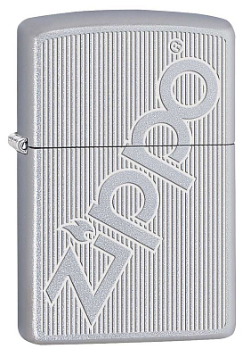 Зажигалка ZIPPO Logo с покрытием Satin Chrome, латунь/сталь, серебристая, матовая, 38x13x57 мм
