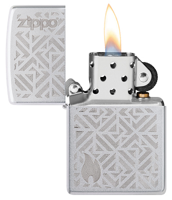Зажигалка ZIPPO Mosaic с покрытием Satin Chrome, латунь/сталь, серебристая, матовая, 38x13x57 мм