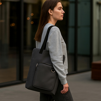 Шоппер Superbag Pocket (серый с черным)