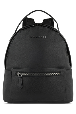 Рюкзак женский BUGATTI Bella, чёрный, воловья кожа/полиэстер, 24,5х12х27 см