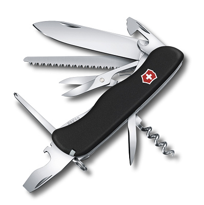 Нож перочинный VICTORINOX Outrider, 111 мм, 14 функций, с фиксатором лезвия, чёрный (Черный)