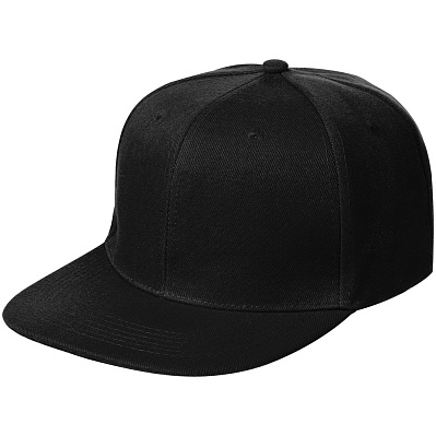 Бейсболка Snapback с прямым козырьком, черная (Черный)