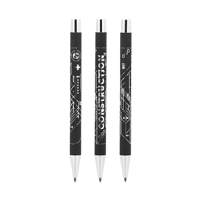 Набор "Aurora" (ручка+карандаш), покрытие soft touch, черный/серебристый