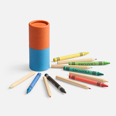 Набор цветных карандашей с мелками Kiddo Tube  с оранжевым (Голубой)